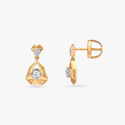 Edge Pulse Diamond Drop Earrings in 18K Yellow White Gold, 0.181 ct