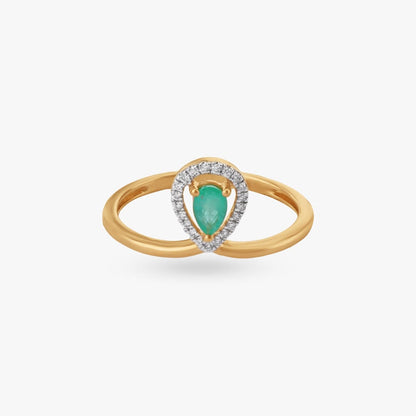 Teardrop Halo Diamond Ring in 18K Yellow Gold, 0.071 ct