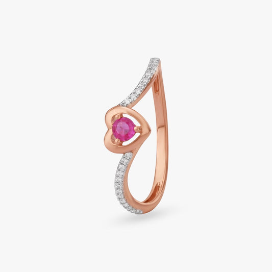 Flowing Heart Diamond Ring in 18K Rose Gold, 0.068 ct