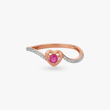 Flowing Heart Diamond Ring in 18K Rose Gold, 0.068 ct