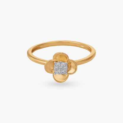 Blooming Petal Diamond Ring in 18K Yellow Gold, 0.032 ct