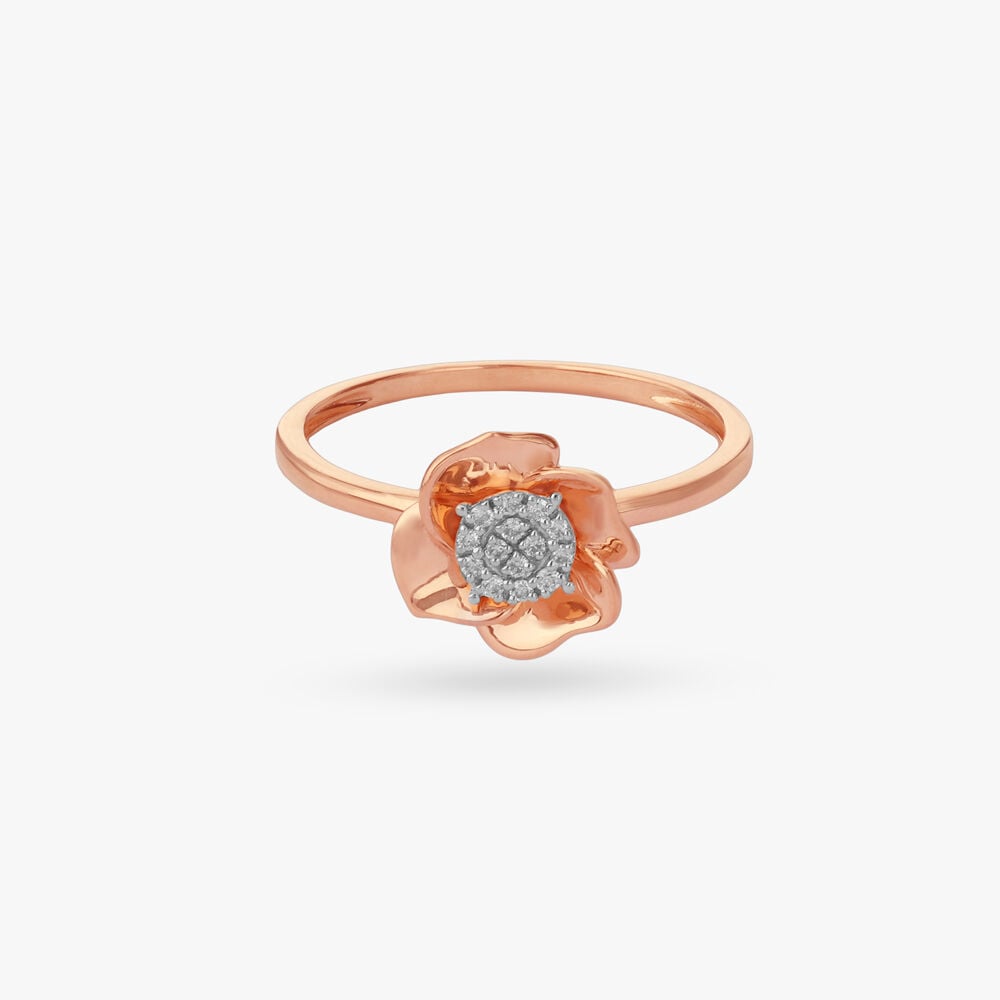 Petal Embrace Diamond Ring in 18K Rose Gold, 0.055 ct