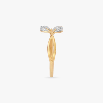 Whispering Leaf Diamond Ring in 18K Yellow Gold, 0.064 ct