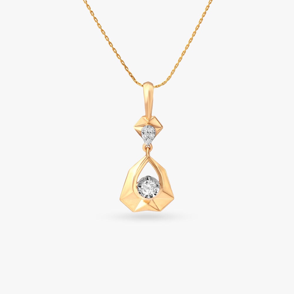 Vertex Flow Diamond Pendant in 18K Yellow and White Gold, 0.108 ct