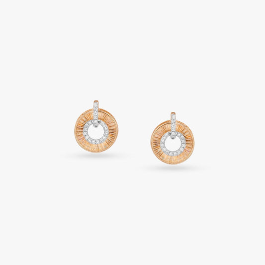 Aurora Circle Diamond Stud Earrings in 18K Yellow Gold, 0.126 ct
