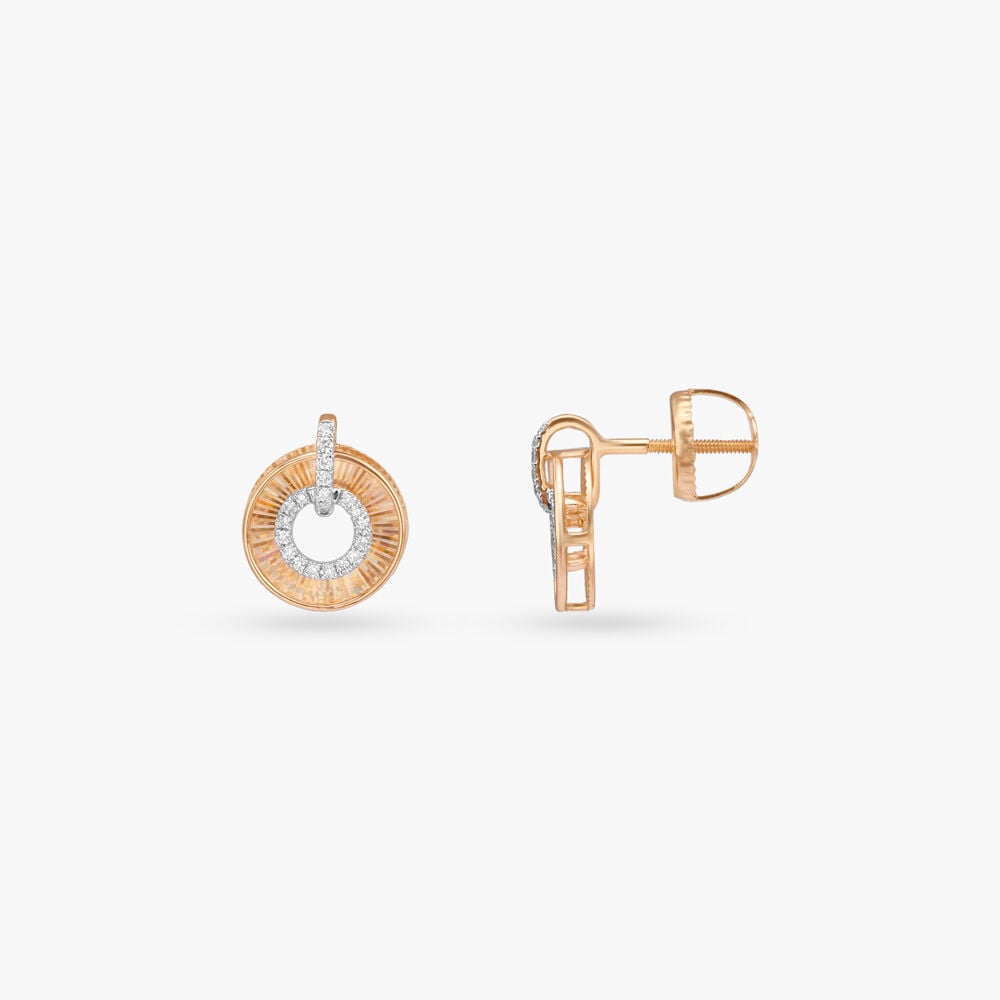 Aurora Circle Diamond Stud Earrings in 18K Yellow Gold, 0.126 ct