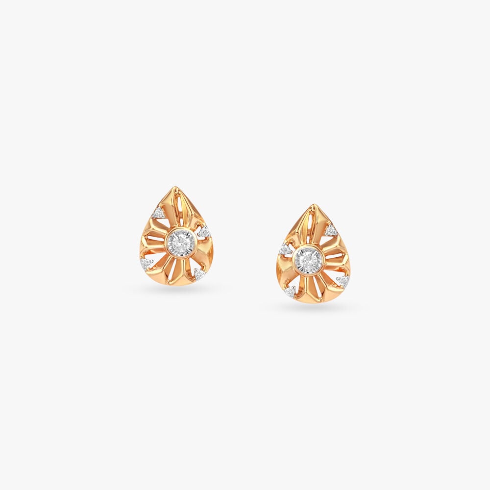 Lustre Burst Diamond Stud Earrings in 18K Yellow White Gold, 0.106 ct