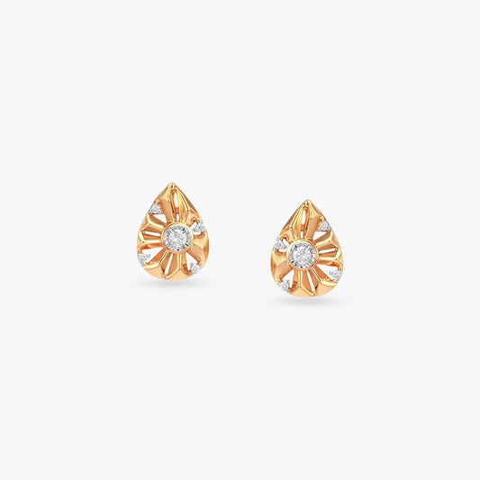 Lustre Burst Diamond Stud Earrings in 18K Yellow White Gold, 0.106 ct