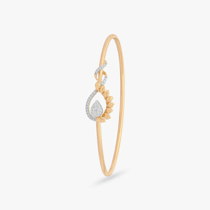 Petal Teardrop Diamond Bangle in 18K Yellow Gold, 0.234 ct