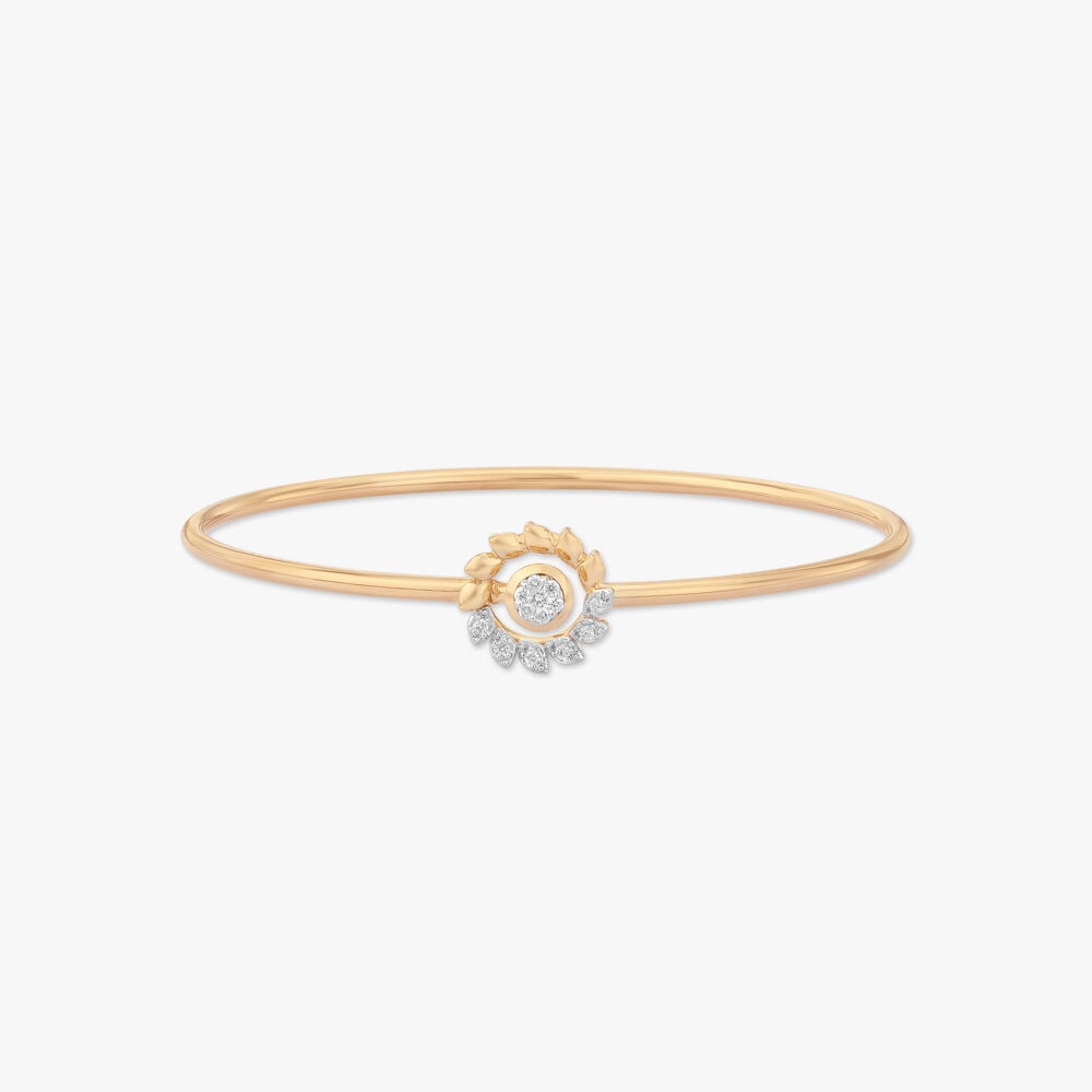 Bloom Wreath Diamond Bangle in 18K Yellow Gold, 0.118 ct