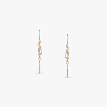 Luminous Wing Diamond Drop Earrings in 18K Yellow Gold, 0.157 ct