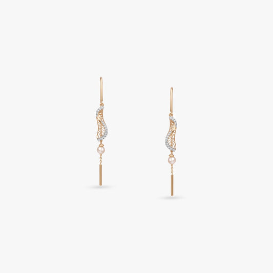 Luminous Wing Diamond Drop Earrings in 18K Yellow Gold, 0.157 ct