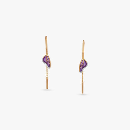 Evolving Wing Diamond Drop Earrings in 18K Yellow Gold, 0.073 ct