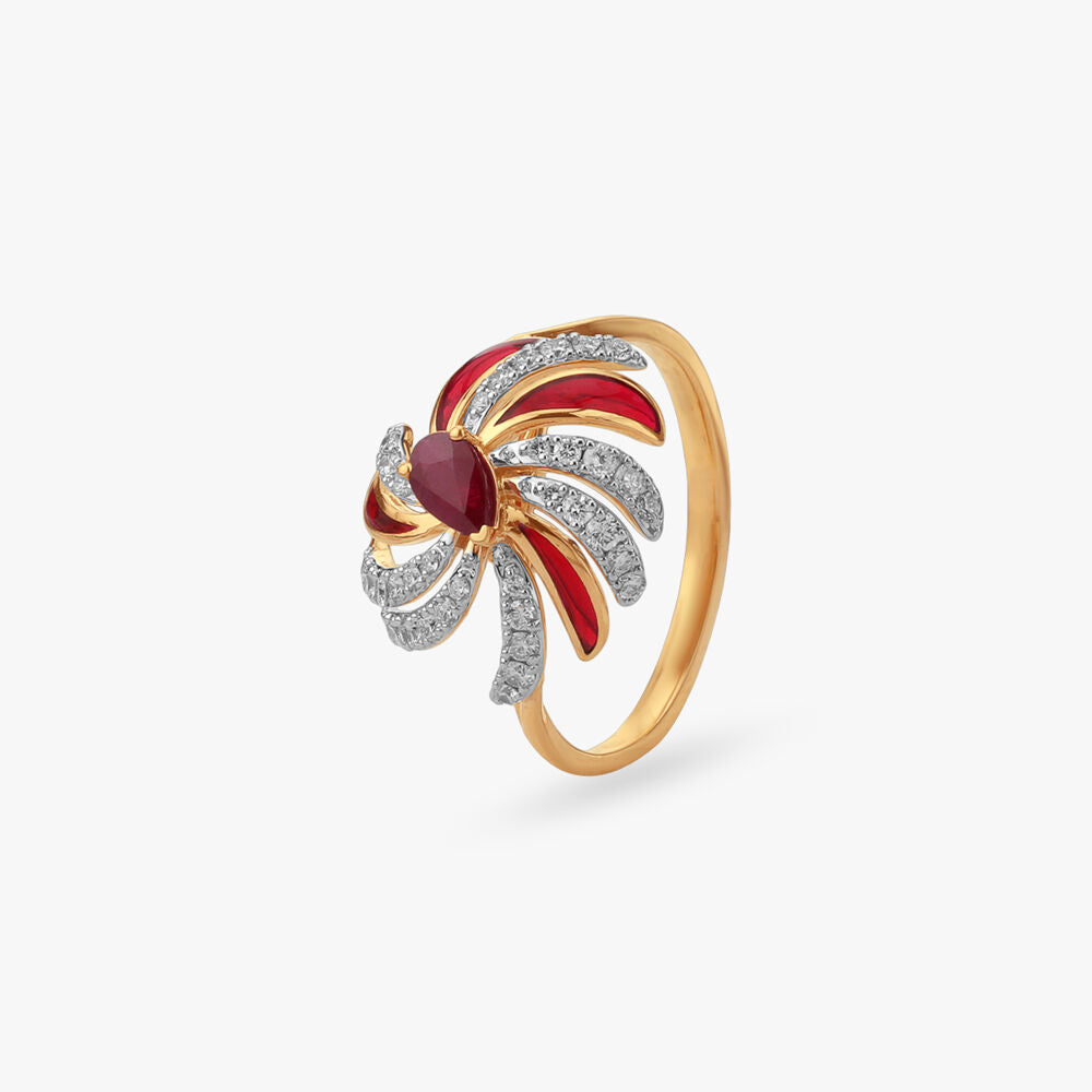 Layered Wings Diamond Ring in 18K Yellow Gold, 0.29 ct