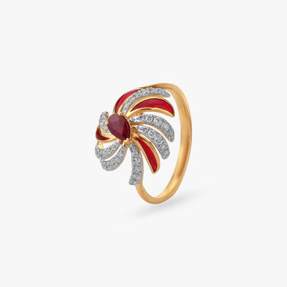 Layered Wings Diamond Ring in 18K Yellow Gold, 0.29 ct