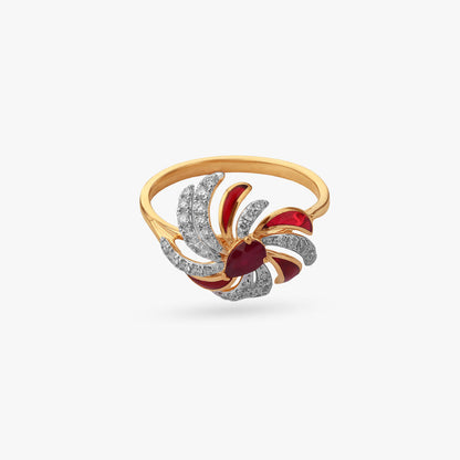 Layered Wings Diamond Ring in 18K Yellow Gold, 0.29 ct