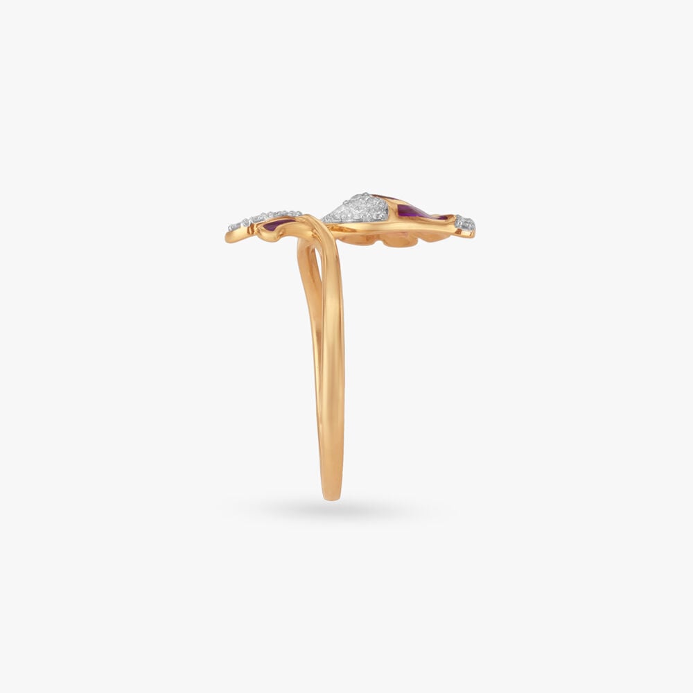 Flutter Wing Diamond Ring in 18K Yellow Gold, 0.135 ct