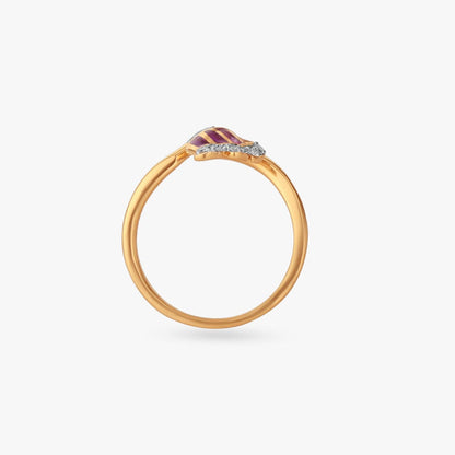Flutter Wing Diamond Ring in 18K Yellow Gold, 0.135 ct