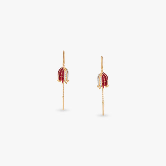 Crimson Wing Diamond Hoop Earrings in 18K Yellow Gold, 0.25 ct
