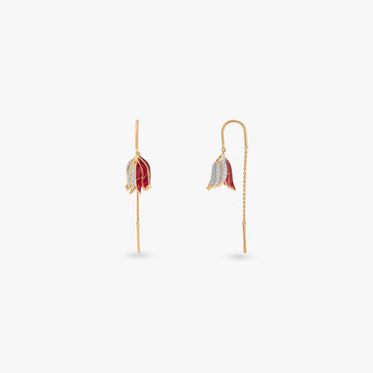 Crimson Wing Diamond Hoop Earrings in 18K Yellow Gold, 0.25 ct