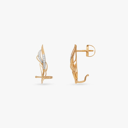 Aerial Contour Diamond Stud Earrings in 18K Yellow Gold, 0.126 ct