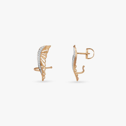 Winged Precision Diamond Stud Earrings in 18K Yellow Gold, 0.156 ct