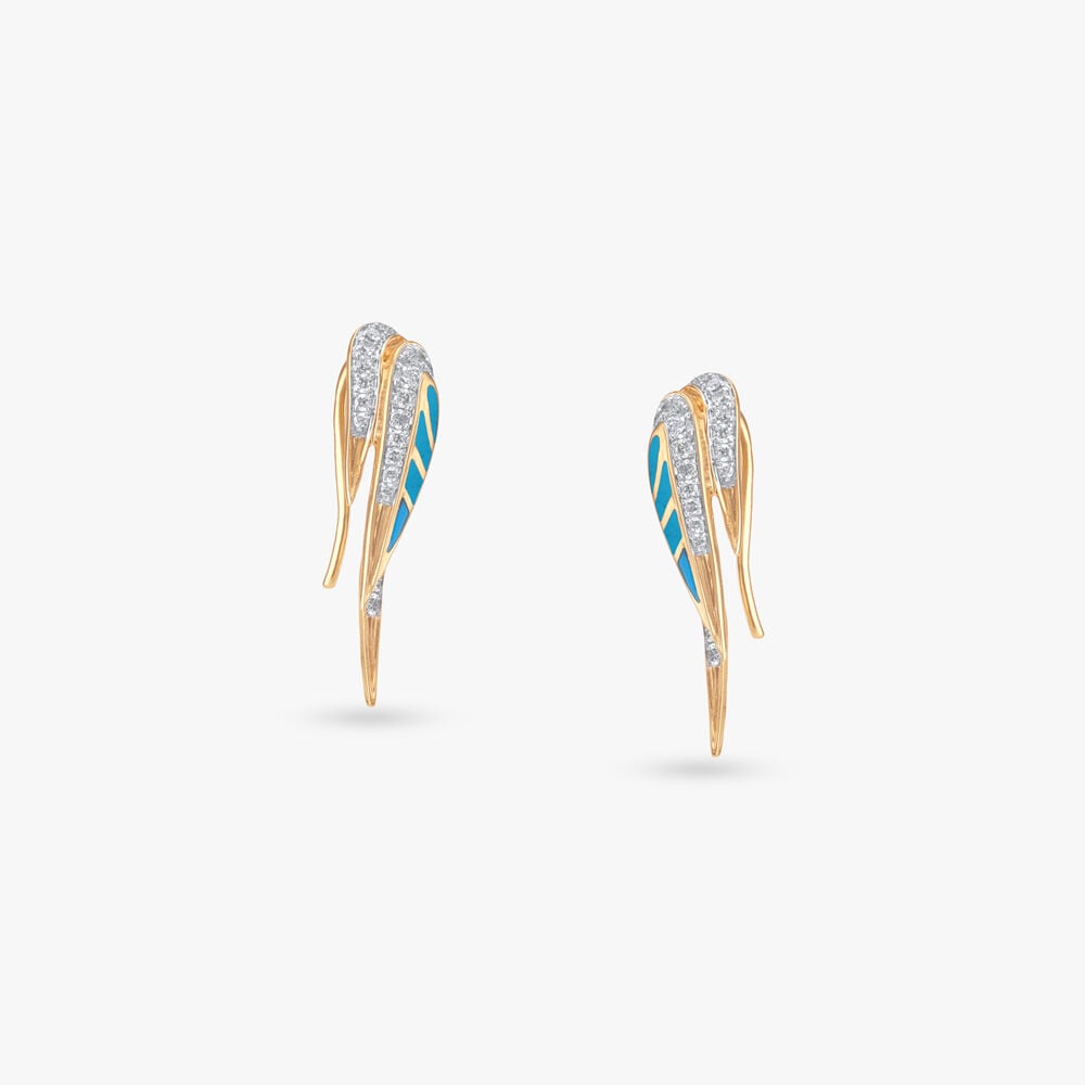 Aerial Curve Diamond Stud Earrings in 18K Yellow Gold, 0.32 ct