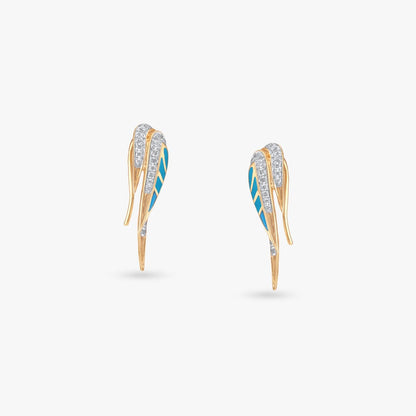 Aerial Curve Diamond Stud Earrings in 18K Yellow Gold, 0.32 ct