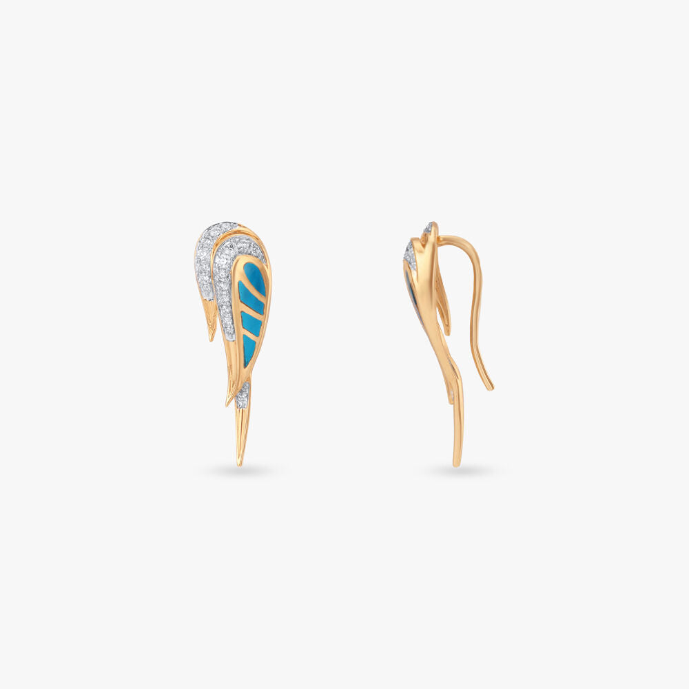 Aerial Curve Diamond Stud Earrings in 18K Yellow Gold, 0.32 ct