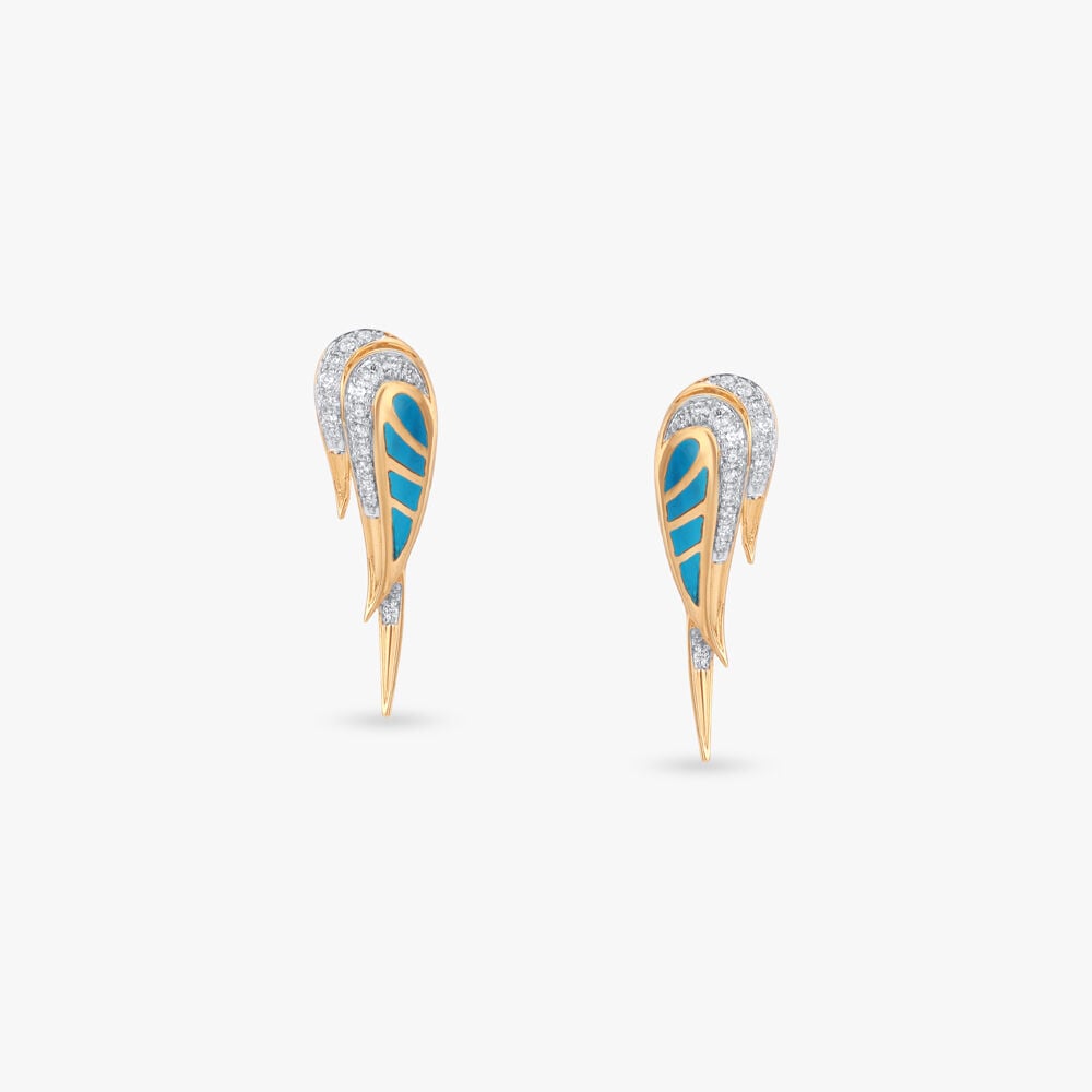 Aerial Curve Diamond Stud Earrings in 18K Yellow Gold, 0.32 ct