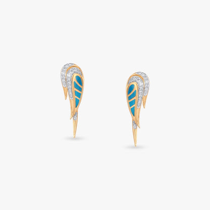 Aerial Curve Diamond Stud Earrings in 18K Yellow Gold, 0.32 ct