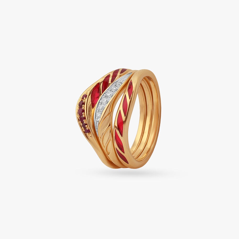 Stepping Stackable Diamond Ring in 18K Yellow Gold, 0.065 ct