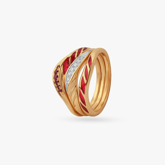 Stepping Stackable Diamond Ring in 18K Yellow Gold, 0.065 ct