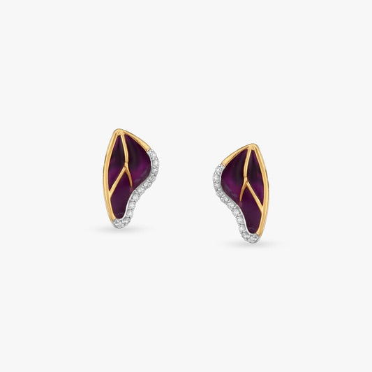 Fluid Wing Diamond Stud Earrings in 18K Yellow Gold, 0.073 ct