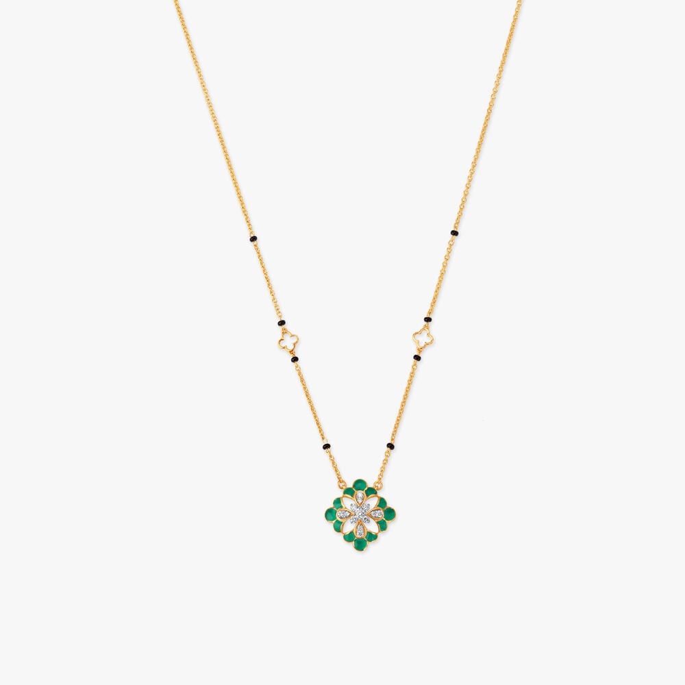 Petal Symphony Diamond Mangalsutra in 18K Yellow Gold, 0.16 ct
