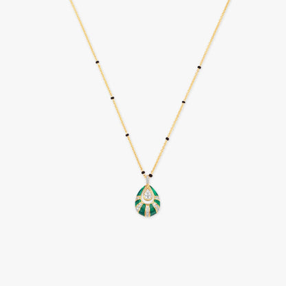 Sunray Enamel Diamond Mangalsutra in 18K Yellow Gold, 0.19 ct