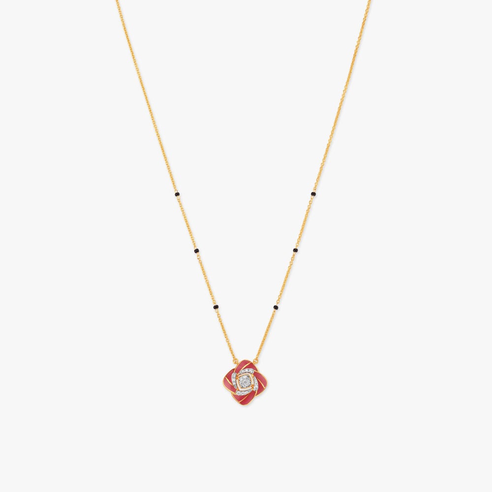 Scarlet Bloom Diamond Mangalsutra in 18K Yellow Gold, 0.14 ct