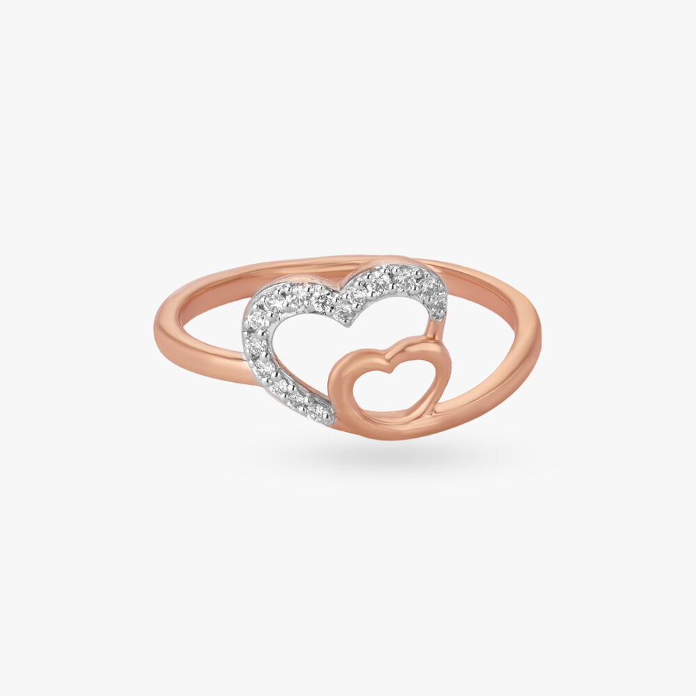 Love Loop Diamond Ring in 18K Rose Gold, 0.08 ct