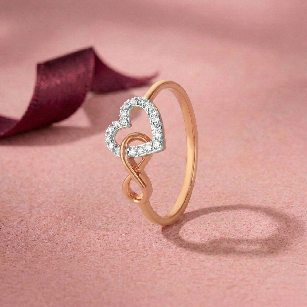 Infinity Love Diamond Ring in 18K Rose Gold, 0.09 ct