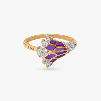 Celestial Wing Diamond Ring in 18K Yellow Gold, 0.215 ct