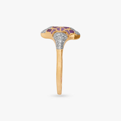 Celestial Wing Diamond Ring in 18K Yellow Gold, 0.215 ct