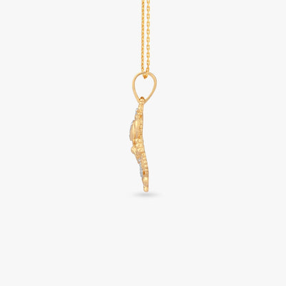 Auspicious Ganesha Diamond Pendant in 18K Yellow Gold, 0.078 ct