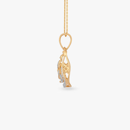 Divine Ganesh Diamond Pendant in 18K Yellow Gold, 0.162 ct