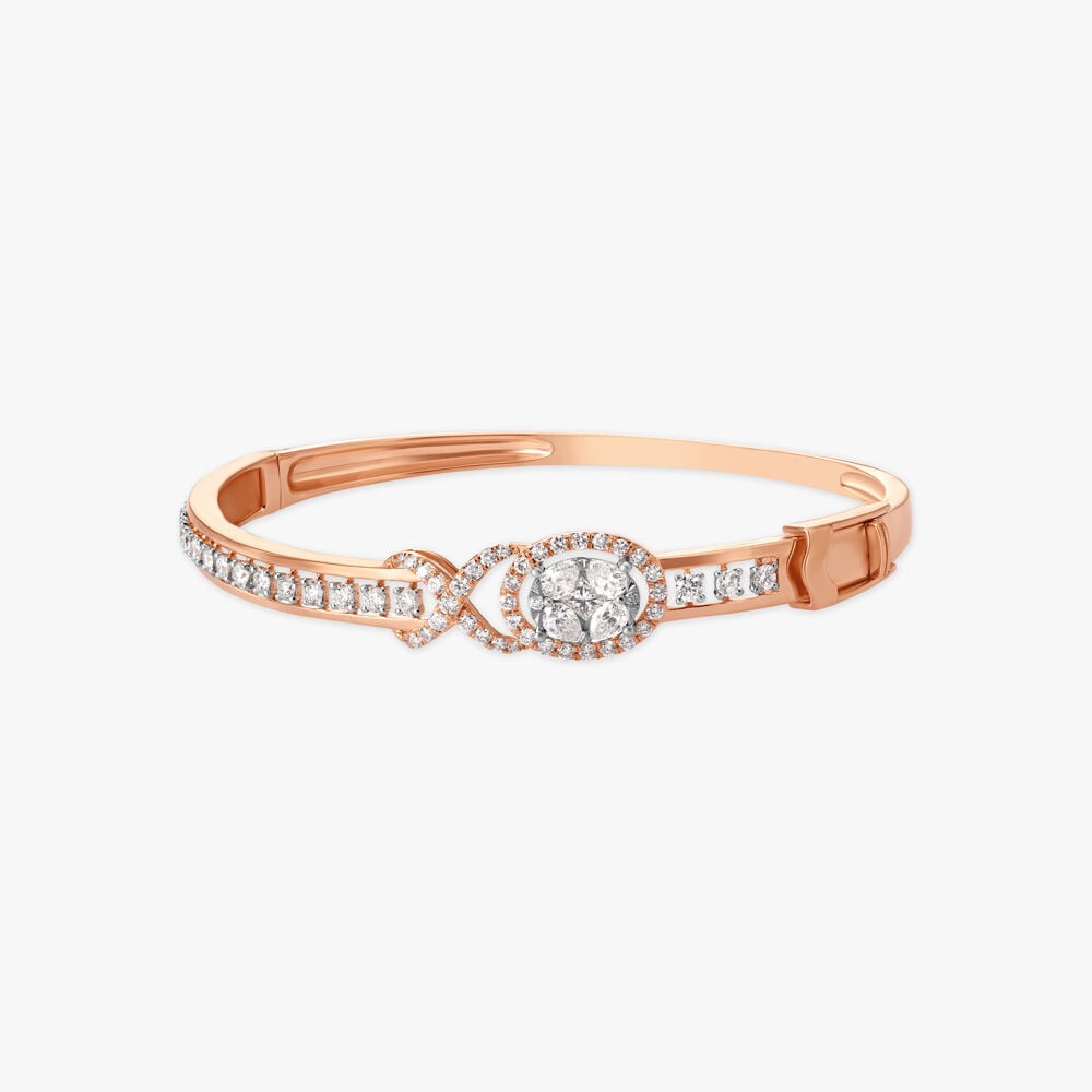 Exhilarating Diamond Bangle in 18K White and Rose Gold, 1.295 ct