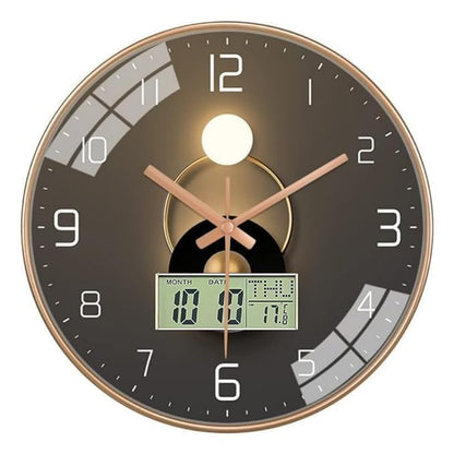 Modern Decorative Wall Clock - Silent Quartz - 4.72 x 1.5 Inch - Brown Glass & Plastic