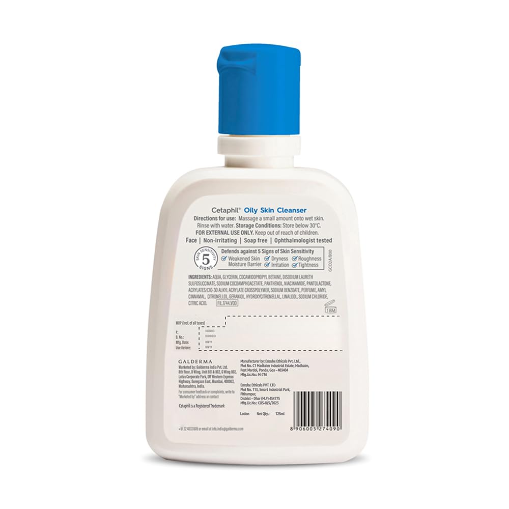 Cetaphil Oily Skin Cleanser, Foaming Face Wash, 125ml