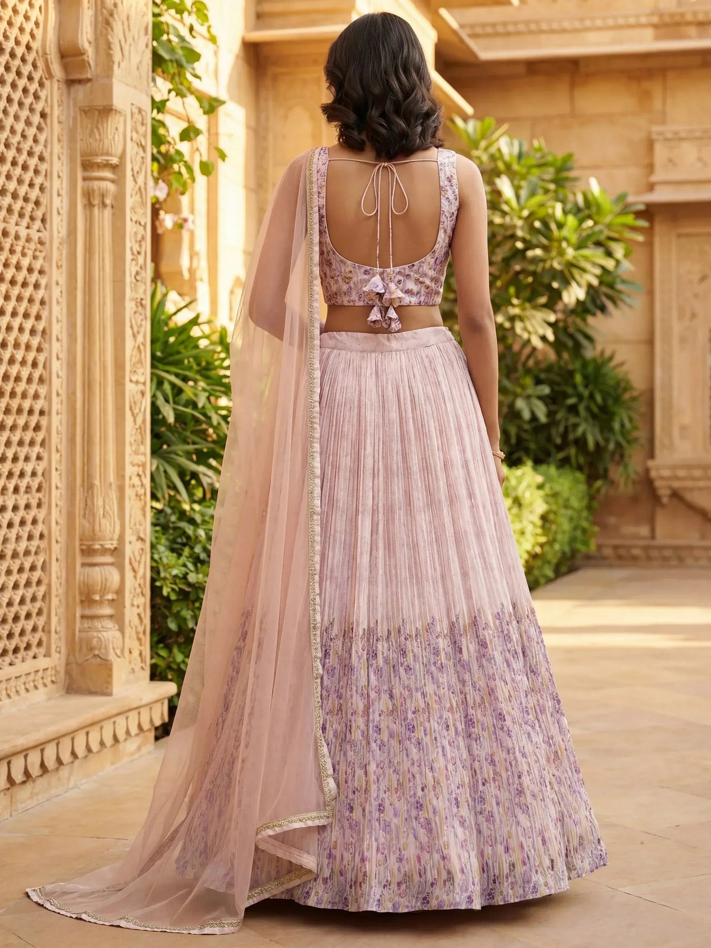 Tulsi Art Precious Peach Floral Printed Georgette Wedding Wear Lehenga Choli