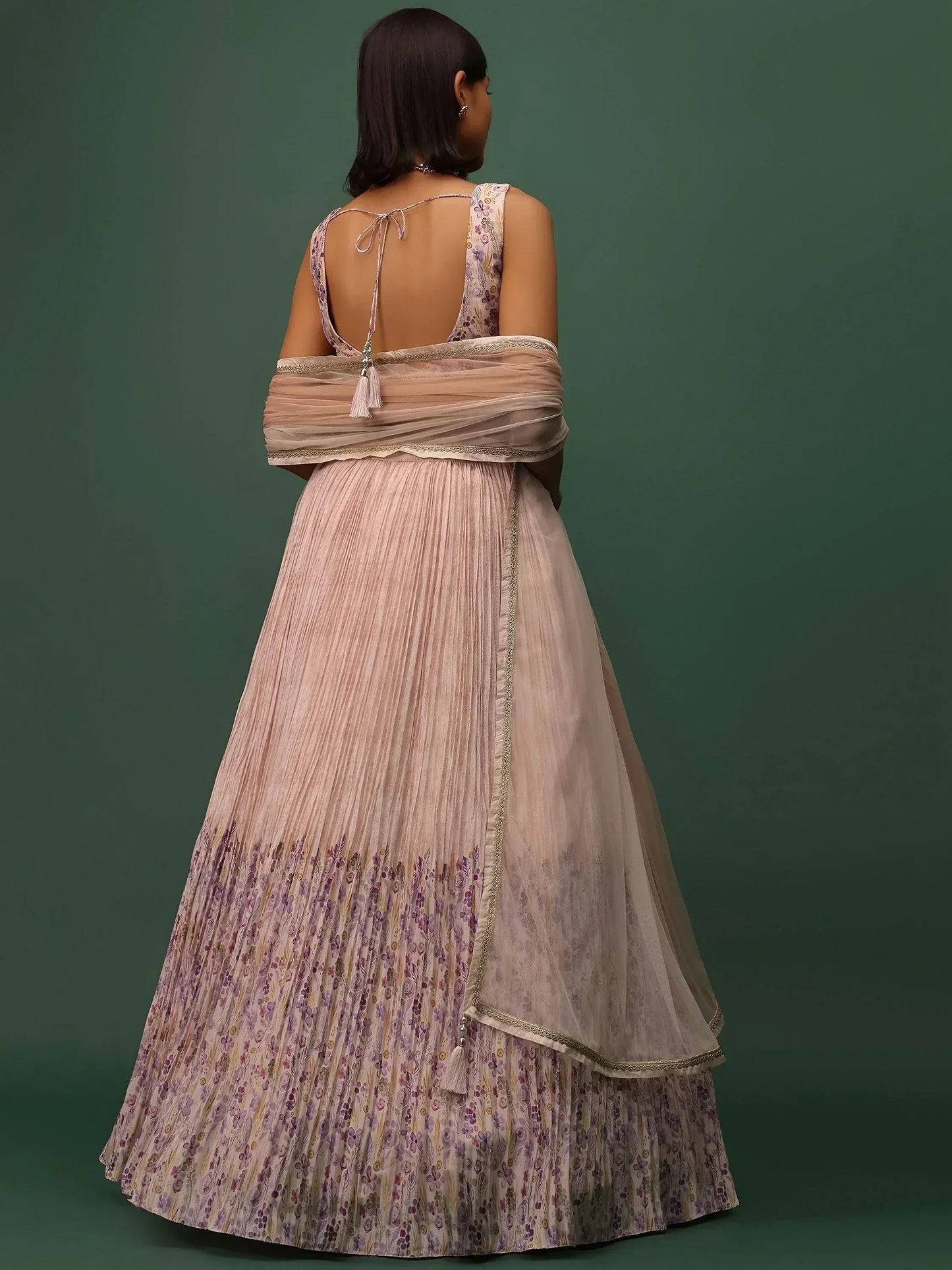 Tulsi Art Precious Peach Floral Printed Georgette Lehenga Choli With Dupatta