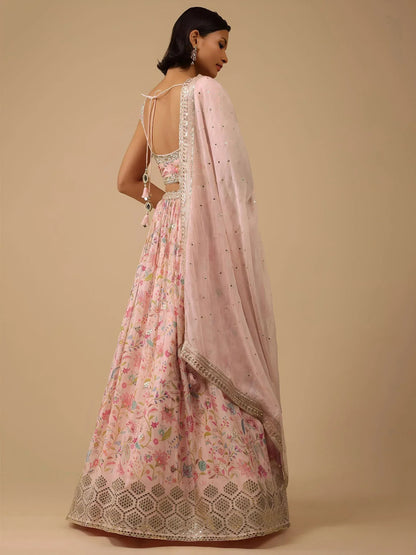 Tulsi Art Gorgeous Peach Digital Printed Organza Sangeet Wear Lehenga Choli