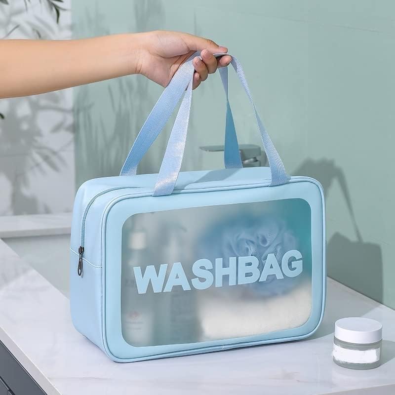 Sky Blue Translucent Waterproof Travel Wash Bag Set of 3